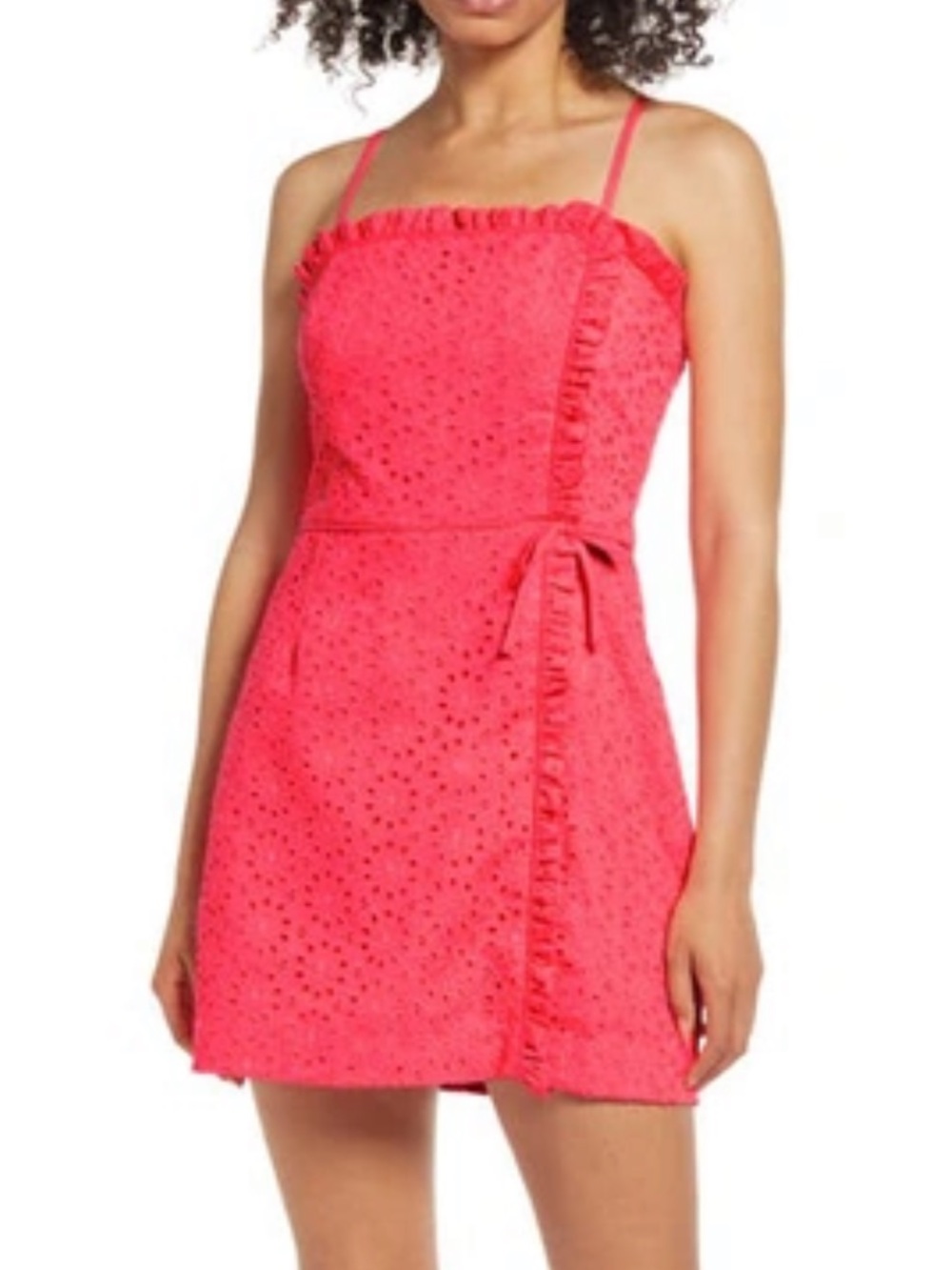 Lilly Pulitzer Coral Eyelet Ruffle Mini Dress